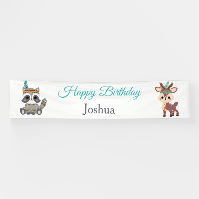 Cute Tribal Woodland Animals Banner (Horizontal)