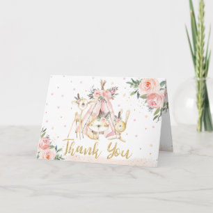 Cute Tribal Woodland Animals Birthday Baby Shower Letterpress Thank You Card