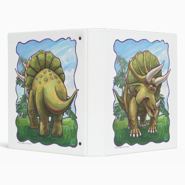 Cute Triceratops Art Gifts & Accessories 3 Ring Binder (Background)