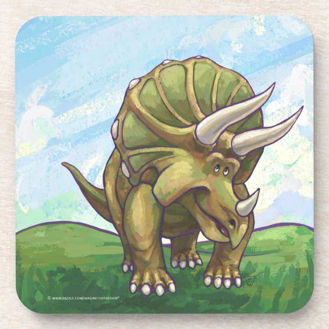 Cute Triceratops Art Gifts & Accessories Beverage Coaster (Front)