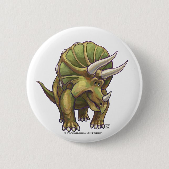 Cute Triceratops Art Gifts & Accessories Pinback Button (Front)