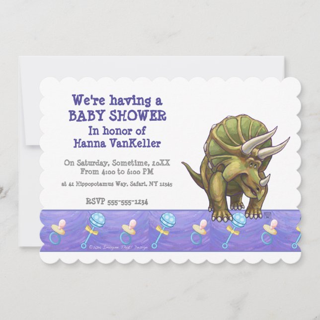 Cute Triceratops Baby Shower Invitation (Front)