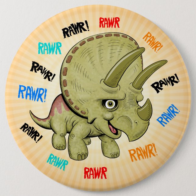 Cute Triceratops Button (Front)