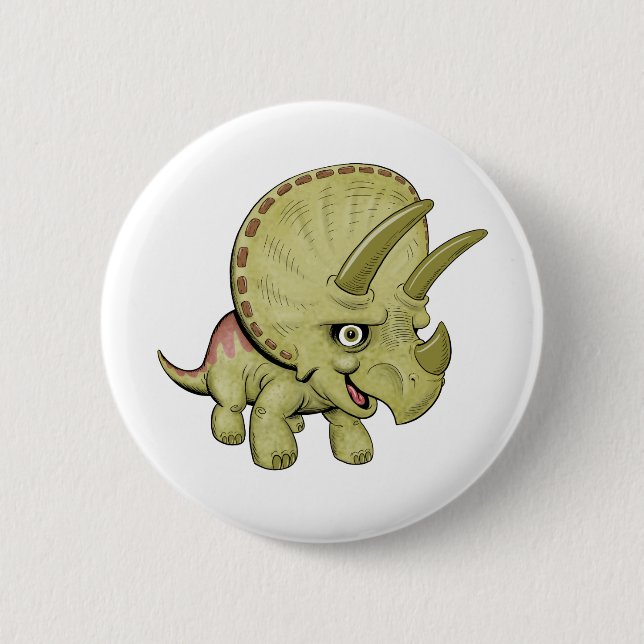Cute Triceratops Button (Front)