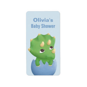 Cute Triceratops Dinosaur Baby Shower Label