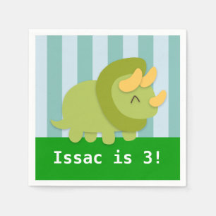 Cute Triceratops Dinosaur Birthday Party Paper Napkins