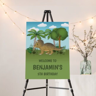 Cute Triceratops Dinosaur Birthday Party Welcome Foam Board