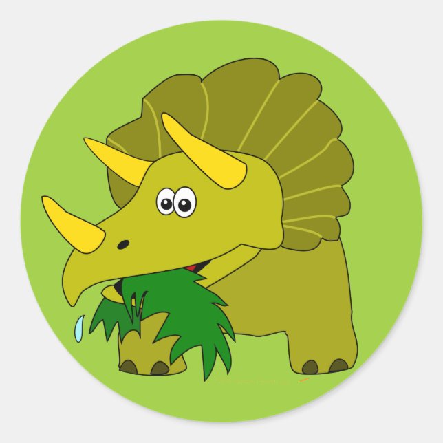 Cute Triceratops Dinosaur Kids Cool Gifts Classic Round Sticker (Front)