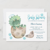 Cute Triceratops Dinosaur Tracks Boy Baby Shower Invitation (Front)