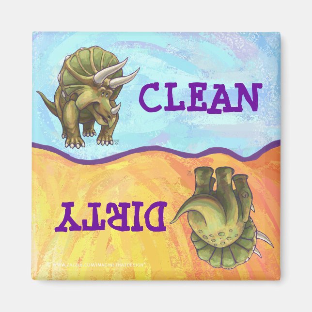 Cute Triceratops Dirty Clean Diswasher Magnet (Front)
