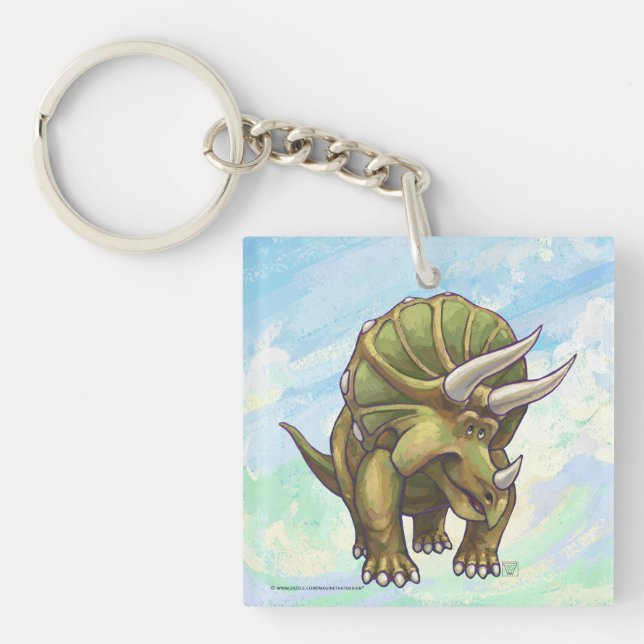 Cute Triceratops Keychain (Front)