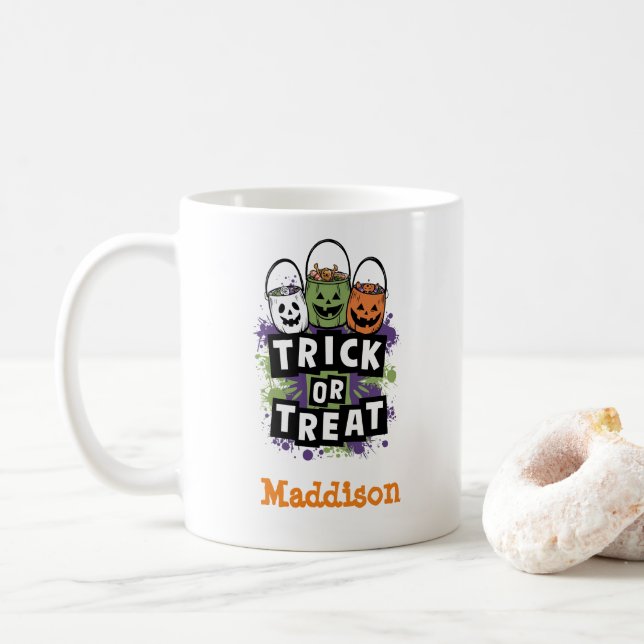 Cute Trick or Treat Candy Personalized  Coffee Mug (With Donut)