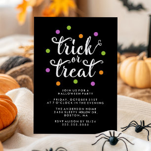 Cute Trick or Treat Confetti Halloween Party Invitation