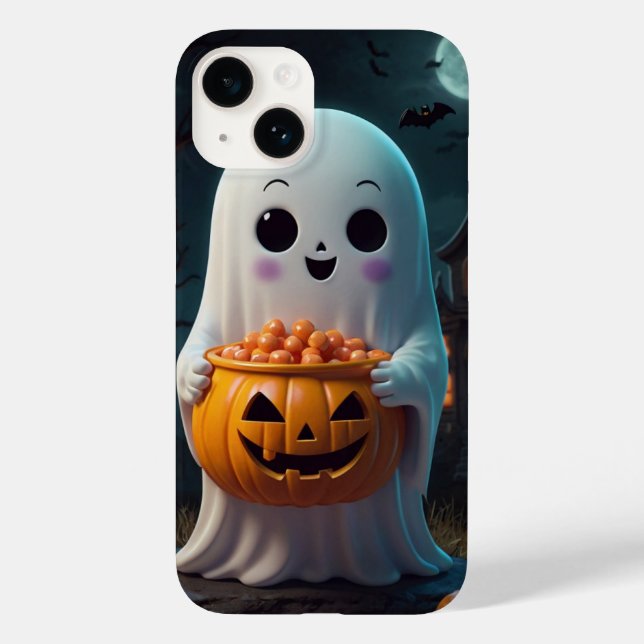 Cute Trick-or-Treat Ghost Case-Mate iPhone Case (Back)