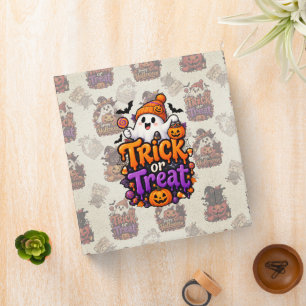 Cute Trick or Treat Ghost Halloween Canvas 3 Ring Binder