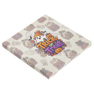 Cute Trick or Treat Ghost Halloween Keepsake Box Gallery Wrap