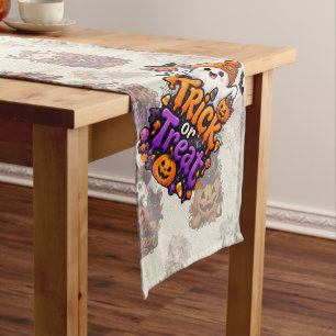 Cute Trick or Treat Ghost Halloween Table Runner