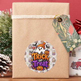 Cute Trick or Treat Ghost Sticker | Halloween