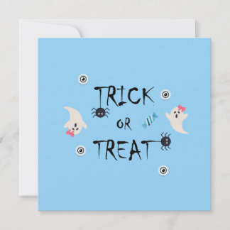 CUTE TRICK OR TREAT HALLOWEEN | BLUE GHOST INVITATION