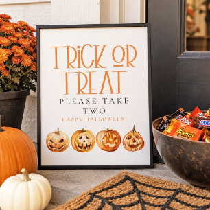 Cute Trick or Treat Halloween Candy Porch Poster