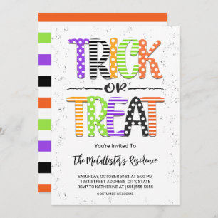 Cute Trick or Treat Halloween Costume Party Invitation