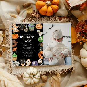 Cute Trick Or Treat Halloween Photo Birthday Invitation