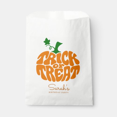 Cute Trick Or Treat Halloween Pumpkin Favor Bag