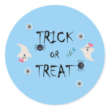 CUTE TRICK OR TREAT HALLOWEEN STICKER | BLUE GHOST