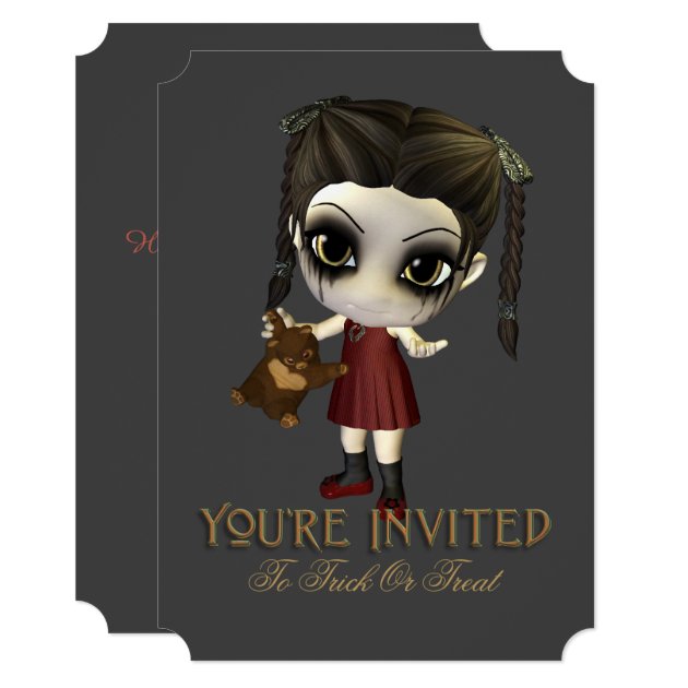 Cute Trick Or Treat Kid Halloween Party Invitation