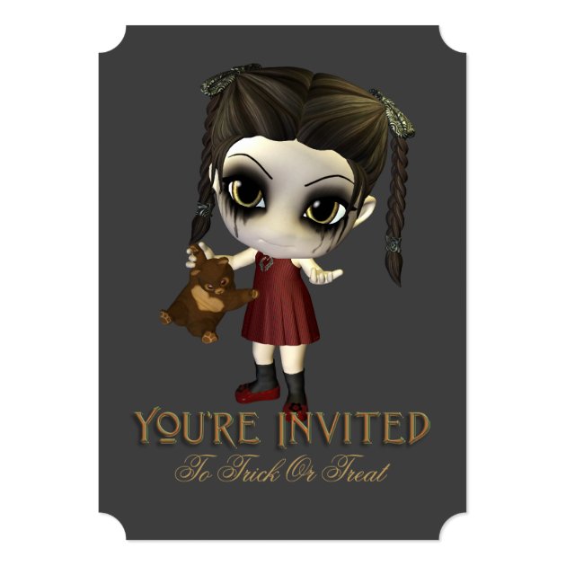 Cute Trick Or Treat Kid Halloween Party Invitation