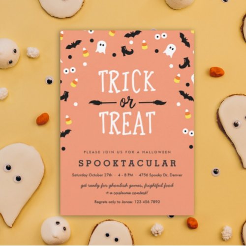 Cute Trick or Treat Kids Halloween Party Invites