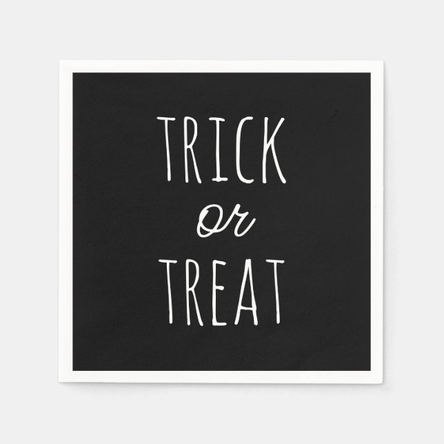 Cute Trick or Treat Kids Party | Black Halloween Napkins (Front)