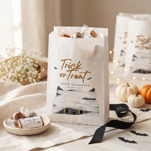 Cute Trick or Treat Mummy Cat Halloween Party Favor Bag