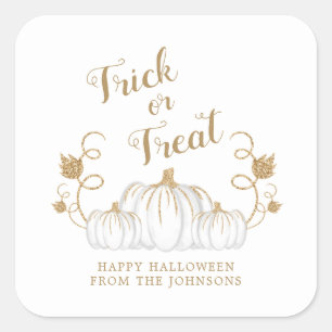 Cute Trick Or Treat Pumpkin Halloween Square Sticker