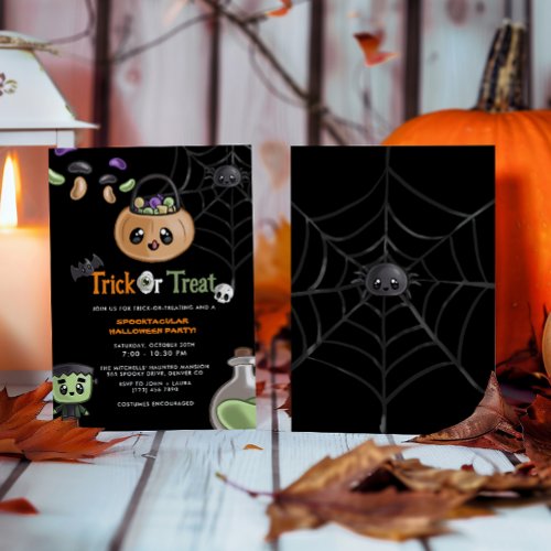 Cute Trick Or Treat Spooktacular Halloween Party Invitation