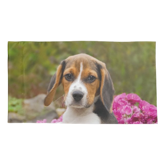 Cute Tricolor Beagle Dog Puppy Photo - Pillowcover Pillowcase (Back)