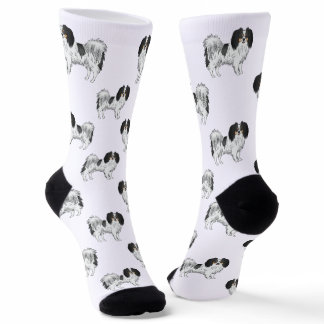 Cute Tricolor Coat Color Phalène Pattern Dog Lover Socks