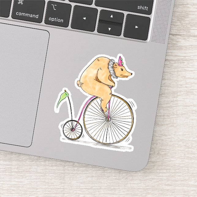 Cute Tricycle Bear Sticker (Detail)