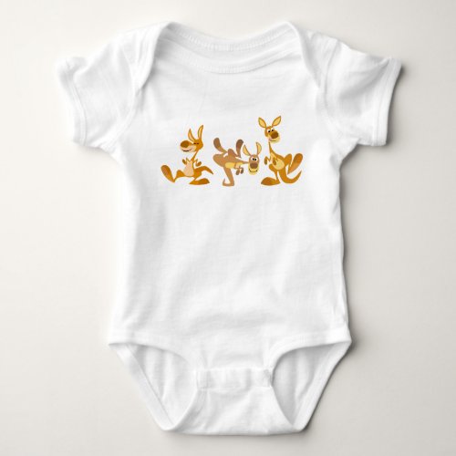 Cute Trio of Cartoon Kangaroos Baby Clothing Baby Bodysuit