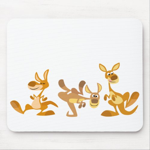 Cute Trio of Cartoon Kangaroos Mousepad