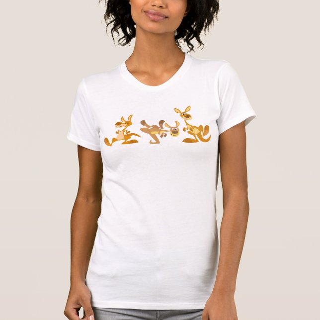 Cute Trio of Cartoon Kangaroos Women T-Shirt (Front)