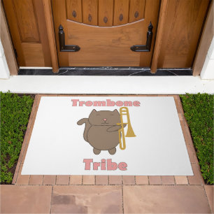 Cute Trombone Cat Trombone Tribe Marching Band Doormat