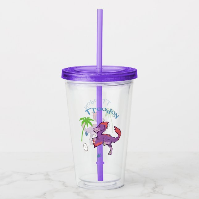 Cute Troodon Acrylic Tumbler (Front)
