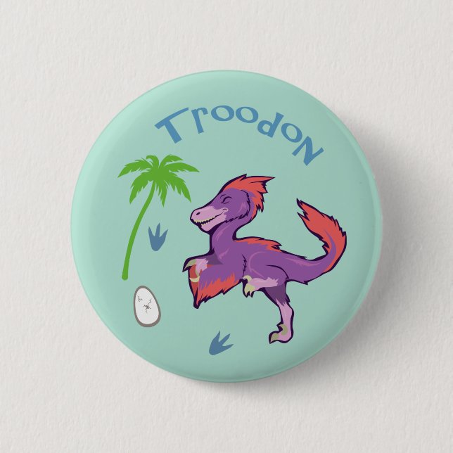 Cute Troodon Pinback Button (Front)