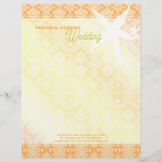 Cute Tropcial Starfish Massage Spa Business Letterhead (Front)