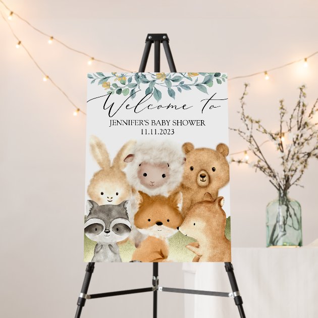 Cute Tropical animals Welcome to baby shower Sign