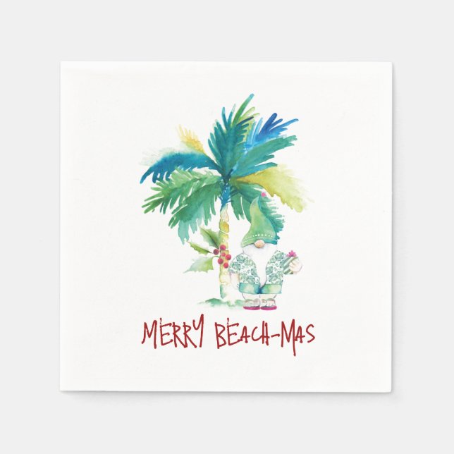 Cute Tropical Beach Christmas Napkins (Front)