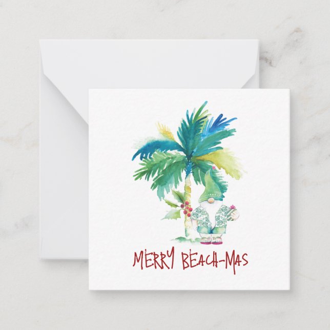 Cute Tropical Beach Christmas Note Card (Front)