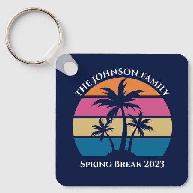Cute Tropical Beach Custom Blue Beach Two Sided Keychain (Front)