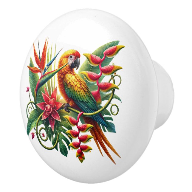 Cute tropical beach house bird ceramic knob (Right)